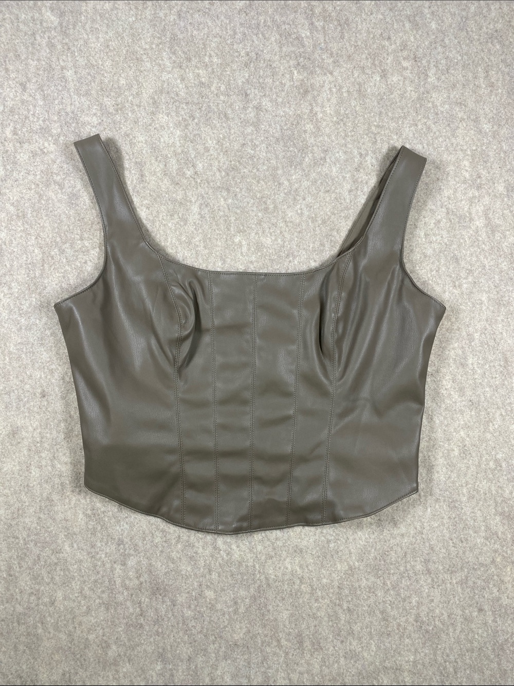 Abercrombie & Fitch Faux Leather Corset Top Taupe Brown Large NWT